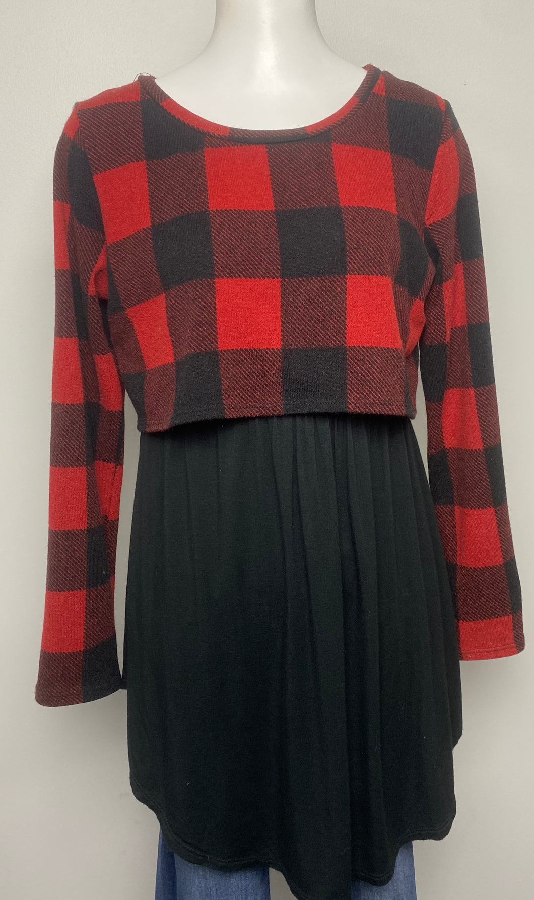 Hello Miz Buffalo Plaid Tunic- (L)