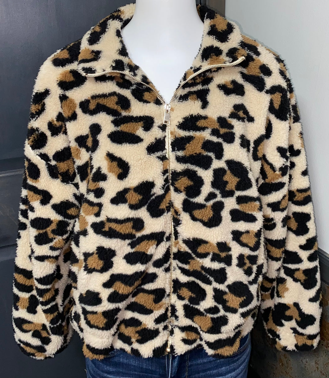 Love + Joy Leopard Full Zip- (S)